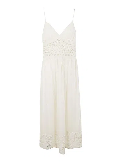Twinset Midi Dress With Crochet Detail In White