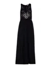 Twinset Crochet-panelled Maxi Dress In Black