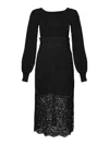 Twinset Robe Midi En Maille Et Dentelle In Black