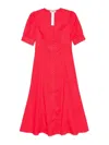 Twinset Twin-set Poppy Red Midi Dress With V-neck