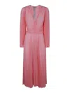 Twinset Twin-set Wrap Midi Dress With Deep V-neckline In Pink