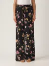 Twinset Twin-set Relaxed Fit Black Trousers In Nero-fiori