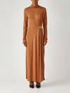 Twinset Buckle-detail Long-sleeve Maxi Dress In Brown