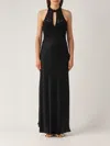 Twinset Robe Longue En Satin Avec Bustier Au Crochet In Black