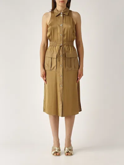 Twinset Viscose Dress In Tabacco
