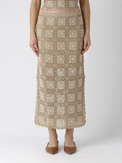Twinset Viscose Skirt In Natural