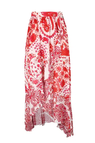 Twinset Viscose Skirt - White/red In Multi