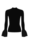 Twinset Black Sweater With Mock Neck And Flared Cuffs In Viscose Blend Woman In Nero