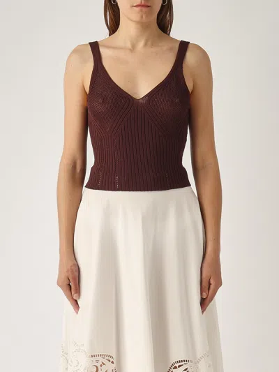 Twinset Viscose Top-wear In Cioccolato