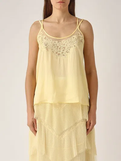 Twinset Twin-set Vanille Satin Top In Yellow