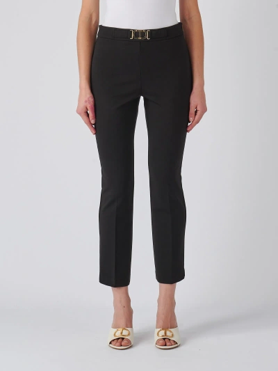 Twinset Viscose Trousers In Nero