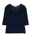 Twinset Twin-set Deep V-neck Sweater With Lace Detailing In Black