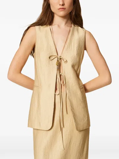 Twinset V-neck Blazer In Neutral