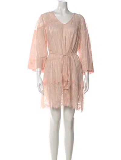 Pre-owned Twinset V-neck Knee-length Dress In Pink