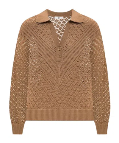 Twinset V-neck Knit Sweater In Brown