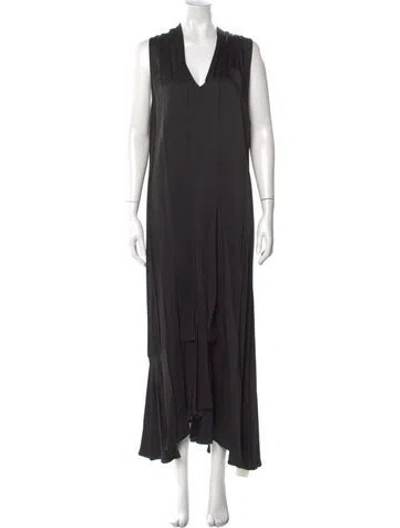 Pre-owned Twinset V-neck Long Dress In Black