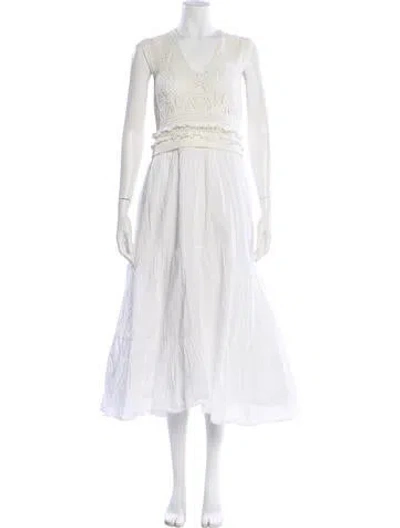 Pre-owned Twinset V-neck Long Dress In Gray