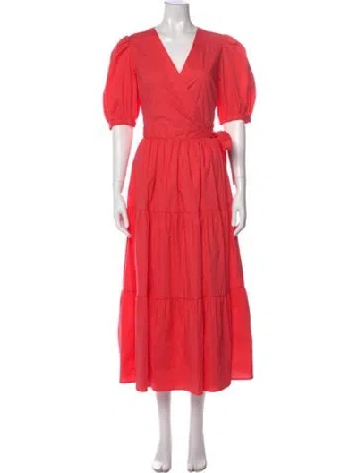 Pre-owned Twinset V-neck Long Dress In Orange