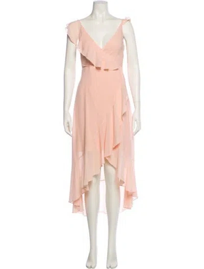 Pre-owned Twinset V-neck Long Dress In Pink