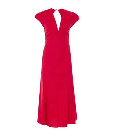 Twinset V-neck Long Dress In Red