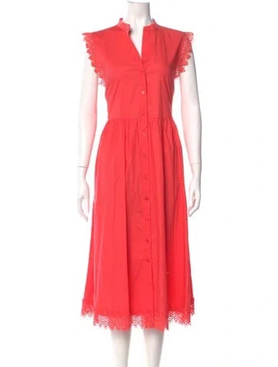 Pre-owned Twinset V-neck Long Dress W/ Tags In Orange