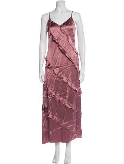Pre-owned Twinset V-neck Long Dress W/ Tags In Pink