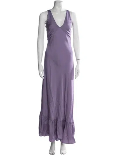 Pre-owned Twinset V-neck Long Dress W/ Tags In Purple