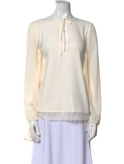 Pre-owned Twinset V-neck Long Sleeve Blouse In Neutral