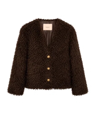 Twinset V-neck Long-sleeve Knit Top In Brown