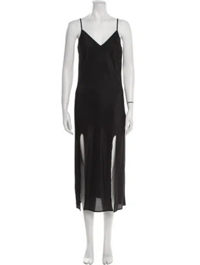 Pre-owned Twinset V-neck Midi Length Dress In Black