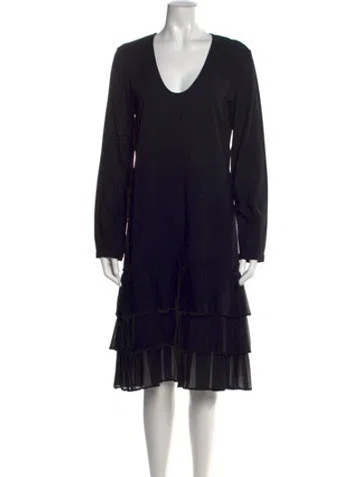 Pre-owned Twinset V-neck Midi Length Dress In Black