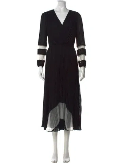 Pre-owned Twinset V-neck Midi Length Dress In Black/neutrals