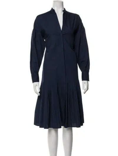 Pre-owned Twinset V-neck Midi Length Dress In Blue