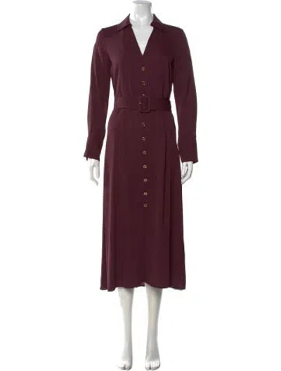 Pre-owned Twinset V-neck Midi Length Dress In Burgundy