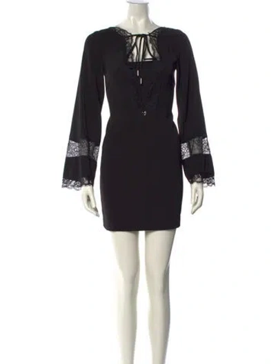 Pre-owned Twinset V-neck Mini Dress In Black