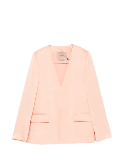 Twinset V-neck Pockets Blazer In Pink