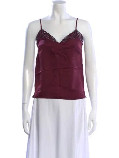 Pre-owned Twinset V-neck Sleeveless Top In Burgundy
