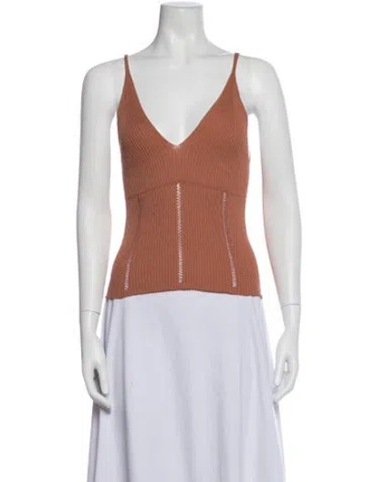 Pre-owned Twinset V-neck Sleeveless Top In Orange