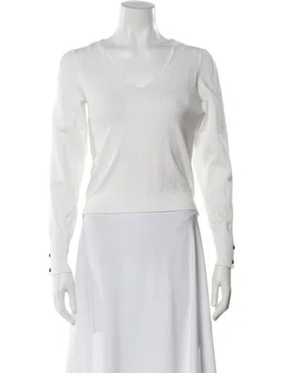 Pre-owned Twinset V-neck Sweater In White