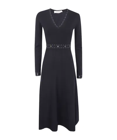 Twinset Twin-set Long Sleeve Dress With Belt In Black
