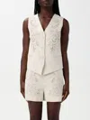 Twinset Twin-set Linen Blend Stylish Top In Pearl