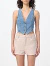 Twinset Twin-set Medium Blue Denim Waistcoat In Stone Washed