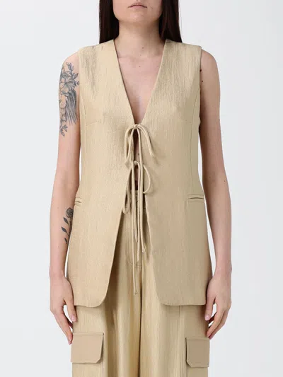 Twinset V-neck Belted Vest In Brown