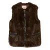 Twinset Faux-fur Buttoned Gilet In Brown