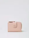 Twinset Wallet With Zip And Oval T In Pink