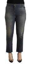 Twinset Blue Washed Cotton Cropped Capri  Denim Jeans In Grey