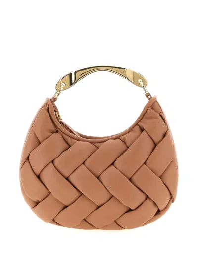 Twinset Weaved Leather-effect Tote Bag In Brown