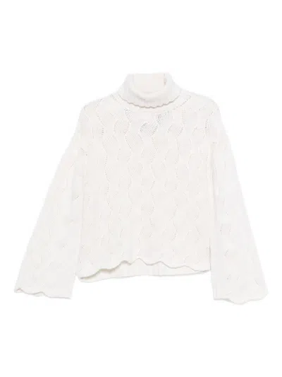 TWINSET WHITE POINTELLE SWEATER TWINSET