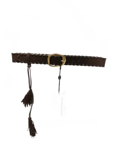Twinset Whipstitch-trim Tassel-detail Belt In Brown