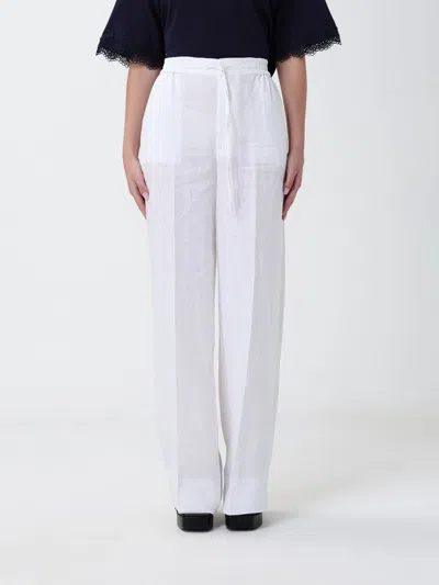 Twinset Linen Palazzo Trousers In White